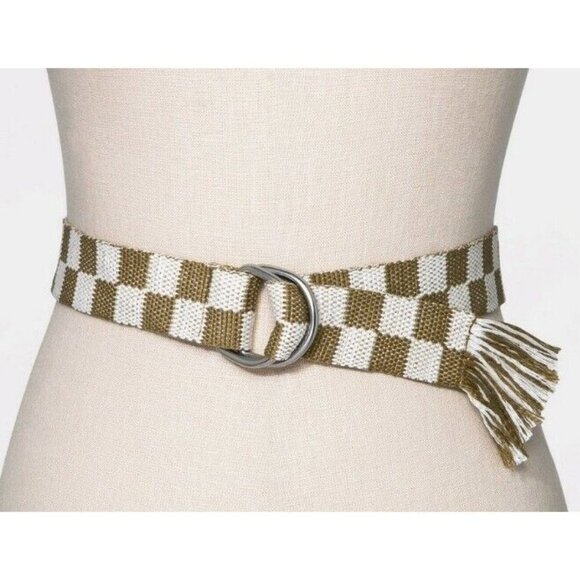 Nwt Universal Thread Women's D Ring Checkered Belt Size M or L - Picture 2 of 2
